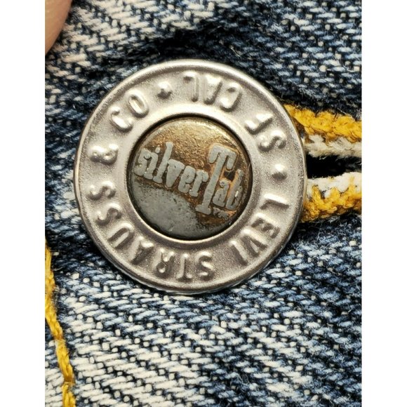 Levis Silvertab VTG 90's Hipster Flare‎ Distressed Blue Denim Jeans 11 JR M USA - Picture 6 of 13